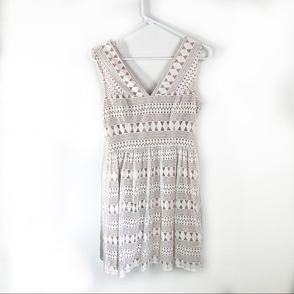 BCBG White Eyelet Illusion Dress